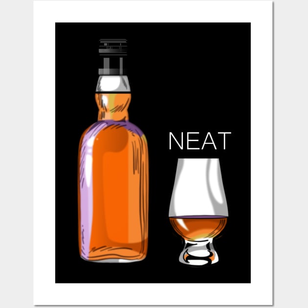 Whiskey Neat Funny Alcohol Drinking Wall Art by macdonaldcreativestudios